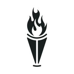 Burning Torch Fire Flame with Pillar column logo