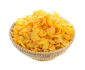corn flakes in basket isolated on transparent png