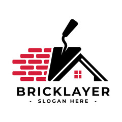 Masonry logo design template. Bricklayer logo vector. Construction logo