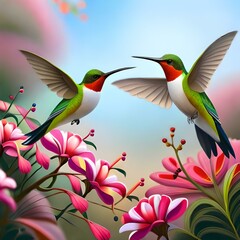 hummingbird and flower generated Ai