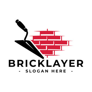 Masonry logo design template. Bricklayer logo vector. Construction logo