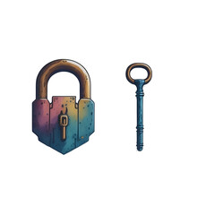 key and lock line icon