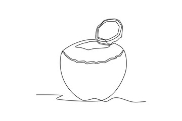 Single one line drawing fruits concept. Continuous line draw design graphic vector illustration.