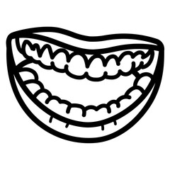 teeth line icon style