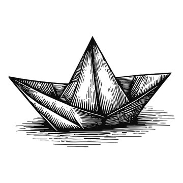 boat origami, ship sketch