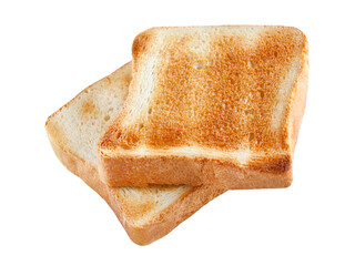 Two slices of toasted bread isolated on white background