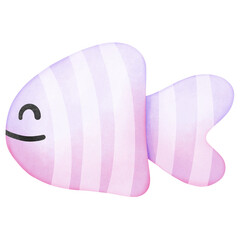 Single pink purple fish illustration
