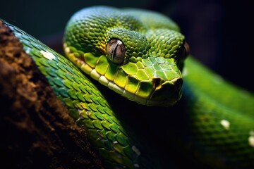 Green Snake Coiled - AI Generated
