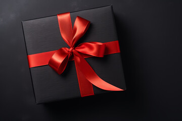 Black friday sale with stylish gift box on dark background, christmas and holidays concept. ai generative