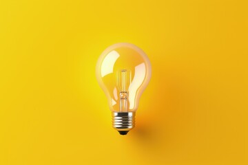 Light bulb isolated on yellow background, idea and creativity concept, Generative AI

