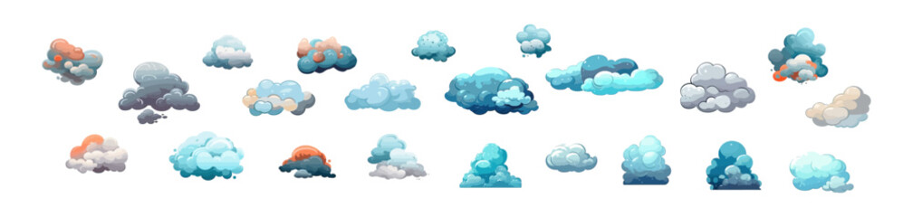 Obraz premium Cloud et flat cartoon isolated on white background. Vector illustration