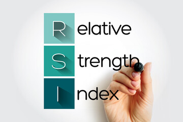 RSI Relative Strength Index - technical indicator used in the analysis of financial markets, acronym text concept background