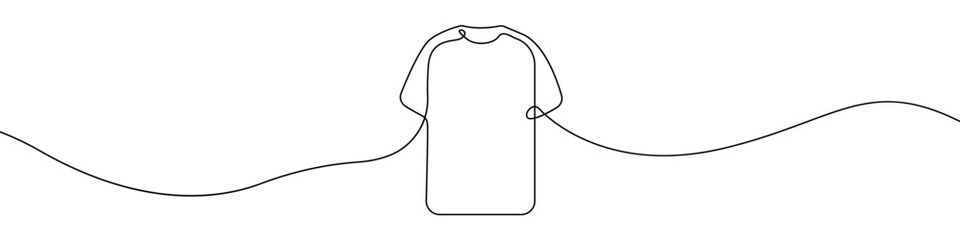 T-shirt icon line continuous drawing vector. One line T-shirt icon vector background. Summer shirt icon. Continuous outline of a Clothes icon.