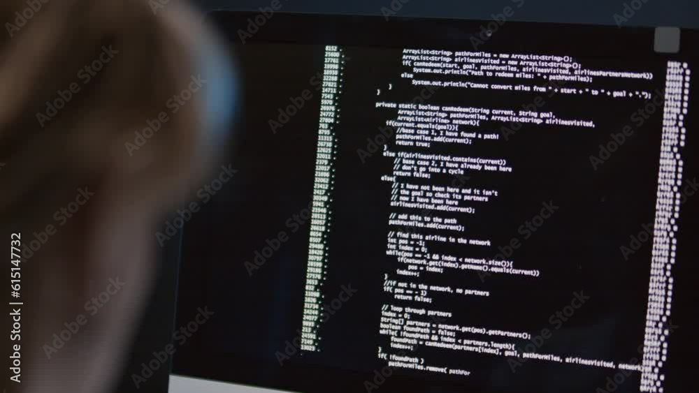 Wall mural close up of unrecognizable female programmer sitting at desk looking at computer screen observing co