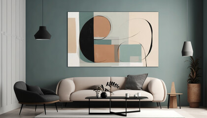 Modern apartment design elegant living room with comfortable sofa and table generated by AI