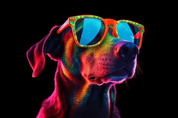 Image of a dog wearing sunglasses