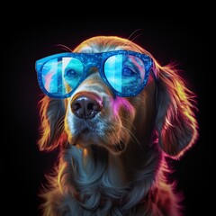 Image of a dog wearing sunglasses