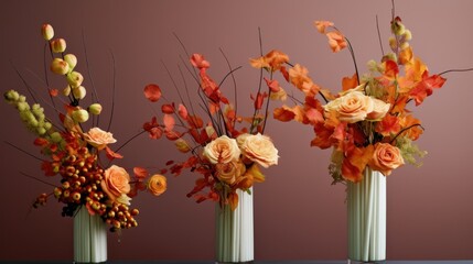 Fall floral arrangements in modern and minimalist. AI generated