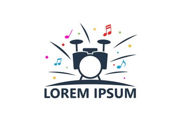 Drum music logo template design vector