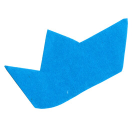 Blue abstract paper cut out decorative element. Isolated cut out paper element for design