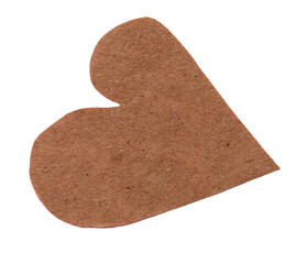 Abstract craft paper cut out shape of heart. Isolated cut out decorative paper element for design