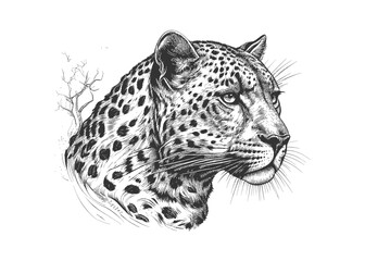 Leopard portrait leopard head sketch hand drawn. Vector illustration desing. - obrazy, fototapety, plakaty