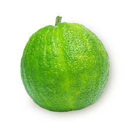 Top view green orange fruit isolated on white background