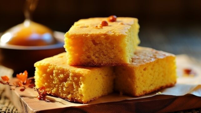 Thanksgiving cornbread freshly baked. AI generated