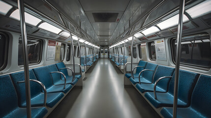 Fototapeta premium interior mrt train ,commuter line interior ,generative ai