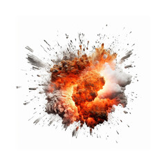 Big explosion effect isolated on white background