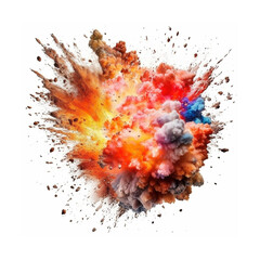 Big explosion effect isolated on white background