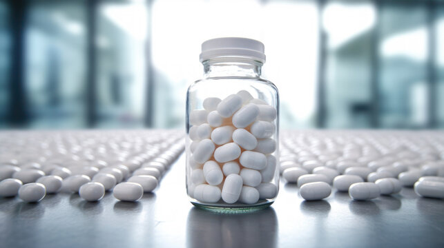 The Promise of Healing: A Captivating Bottle of White Pills. Generative AI