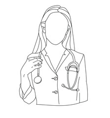  Line art of a doctor with stethoscope