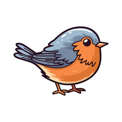 Obraz premium Joyful Feathered Friend: Playful 2D Illustration of a Darling Robin