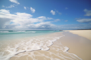 Fototapeta na wymiar Generative AI. white sand beach scenery background