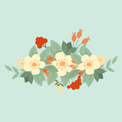 Composition of vintage flowers and leaves