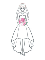 Fototapeta premium ミニ丈のウエディングドレスを着た新婦