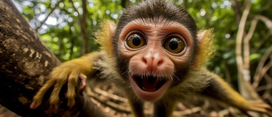 Surprised monkey. Generative AI