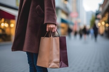 Smiling attractive young women shopping at shoes store, ai generated