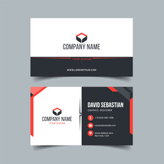 Black and Orange Modern Creative Business Card and Name Card, Horizontal Simple Clean Template Vector Design