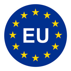 European union flag sign. EU symbol png transparent vector illustration. Made in EU label or sticker - obrazy, fototapety, plakaty