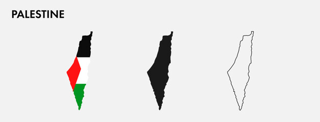 Set of Palestine map isolated on white background, vector illustration design