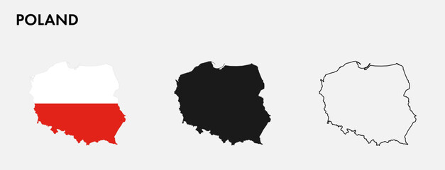Set of Poland map isolated on white background, vector illustration design