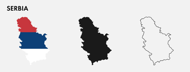 Set of Serbia map isolated on white background, vector illustration design
