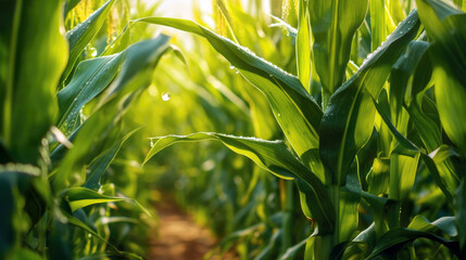  organic field of corn. Generative ai