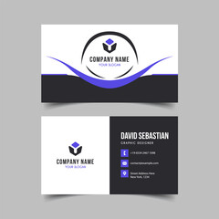 Black and Purple Modern Creative Business Card and Name Card, Horizontal Simple Clean Template Vector Design