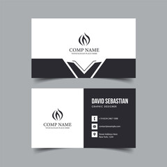 Black and White Modern Creative Business Card and Name Card, Horizontal Simple Clean Template Vector Design