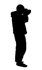 Adult man taking photo isolated silhouette - 615161909