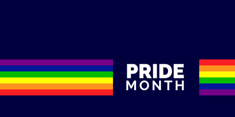 Happy pride month banner with pride color striped ribbon flag .Pride Banner with LGBTQ Flag Background.