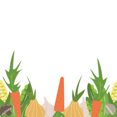 Illustration with fresh farm vegetables